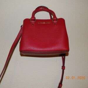 Michael Kors Red Leather Unique Mini Bag 2 Way Cross Body